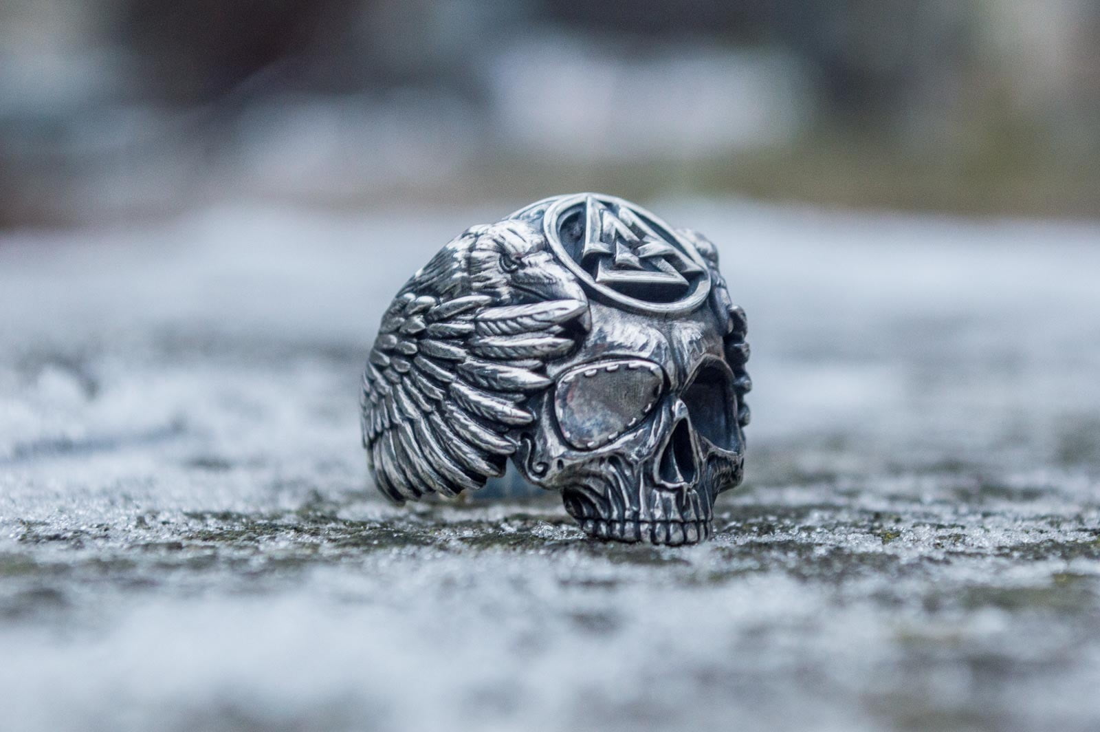 Odin Ring with Valknut Symbol Ring Sterling Silver Unique Handmade Jewelry - vikingworkshop