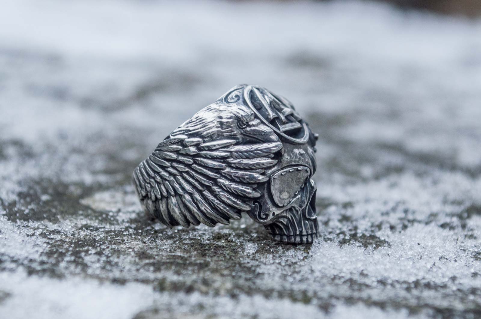 Odin Ring with Valknut Symbol Ring Sterling Silver Unique Handmade Jewelry - vikingworkshop