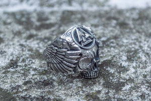 Odin Ring with Valknut Symbol Ring Sterling Silver Unique Handmade Jewelry - vikingworkshop