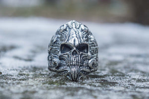 Skull Ring Sterling Silver Unique Handmade Jewelry - vikingworkshop