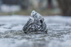 Skull Ring Sterling Silver Unique Handmade Jewelry - vikingworkshop