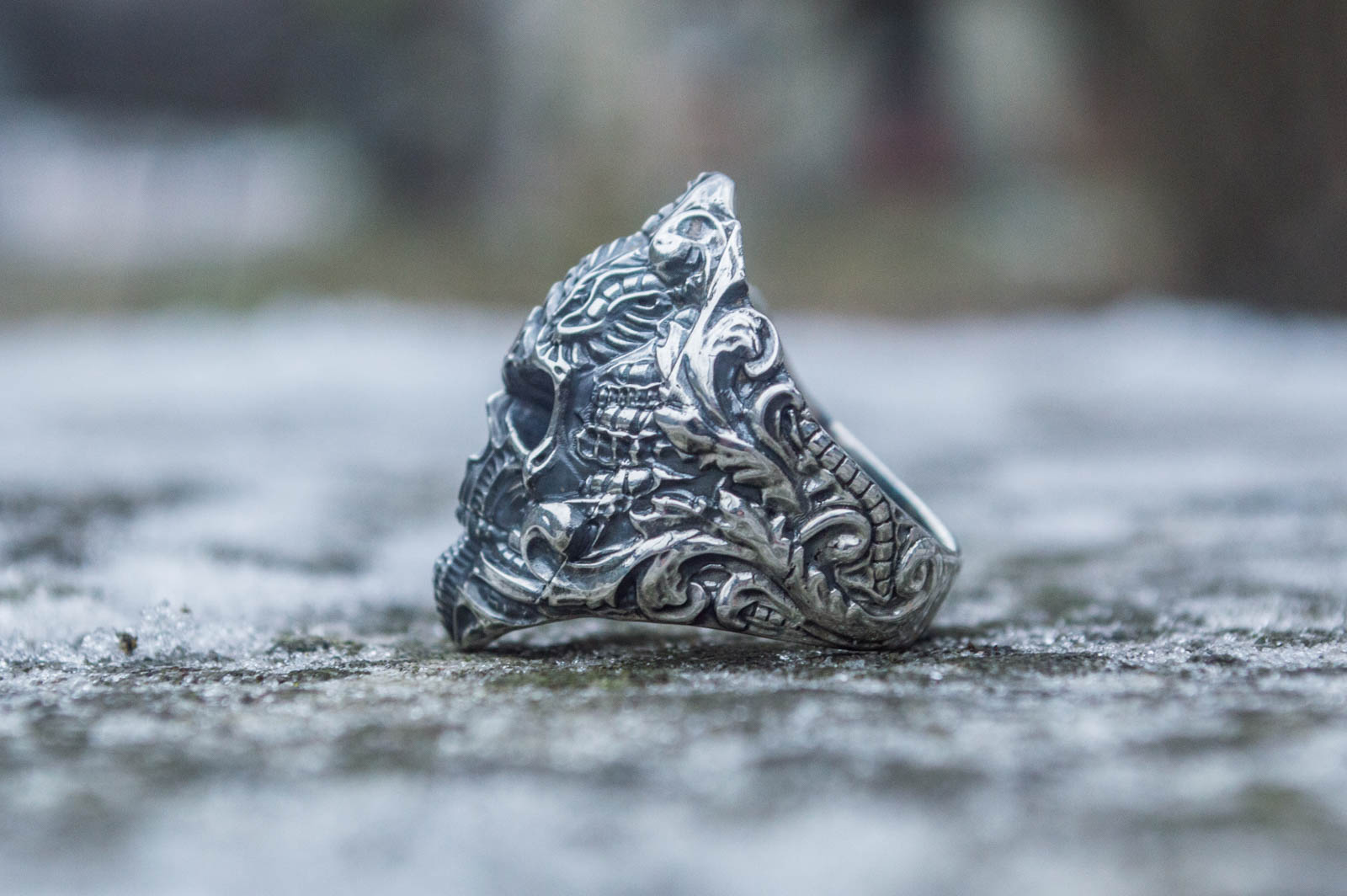 Skull Ring Sterling Silver Unique Handmade Jewelry - vikingworkshop