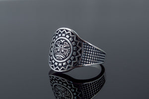 Aztec Ornament Ring Sterling Silver Handmade Jewelry - vikingworkshop