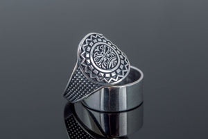 Aztec Ornament Ring Sterling Silver Handmade Jewelry - vikingworkshop