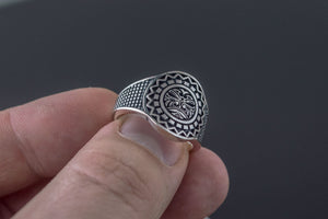 Aztec Ornament Ring Sterling Silver Handmade Jewelry - vikingworkshop