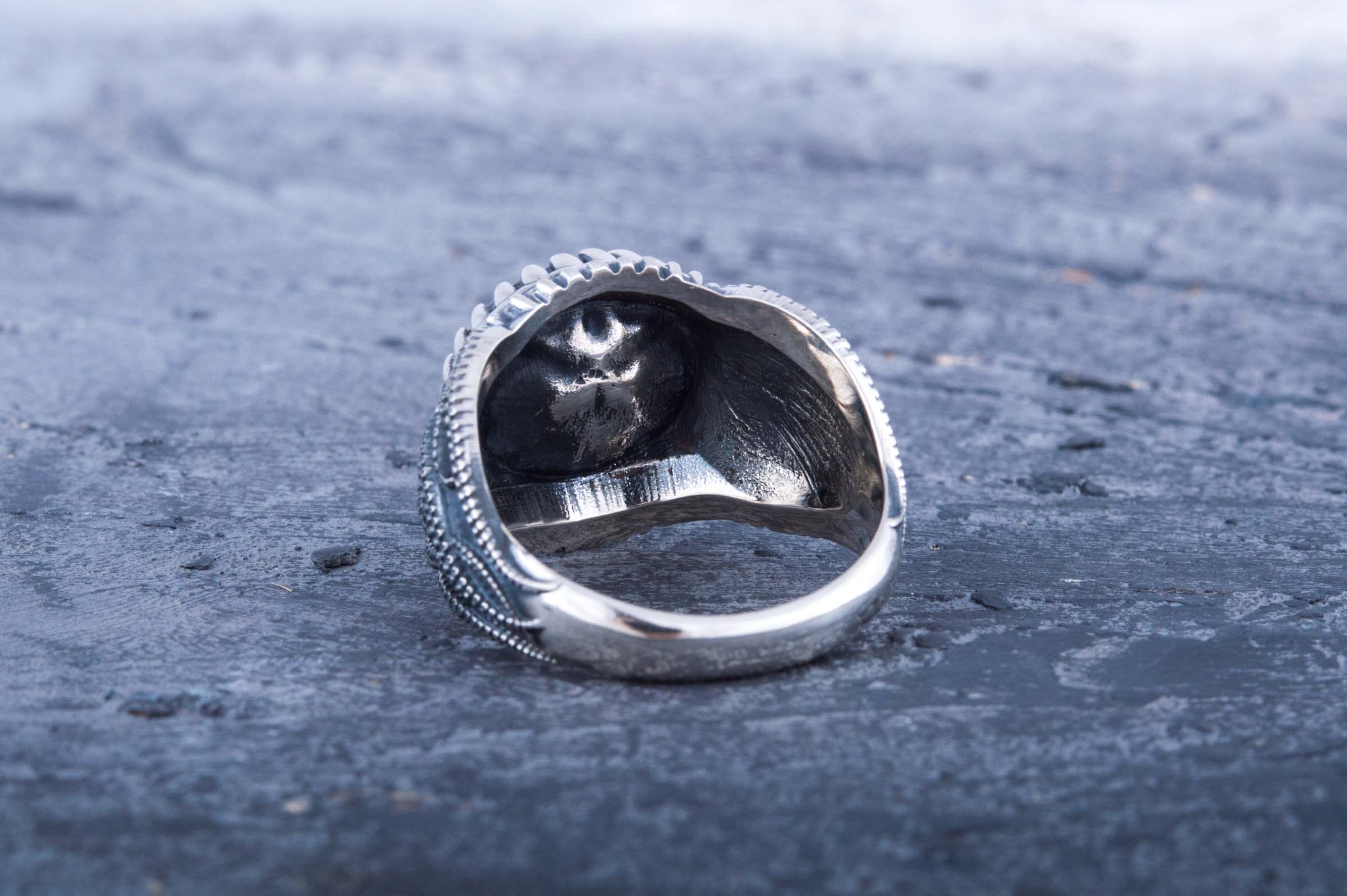 Kraken Ring with Skull Sterling Silver Handmade Unique Jewelry