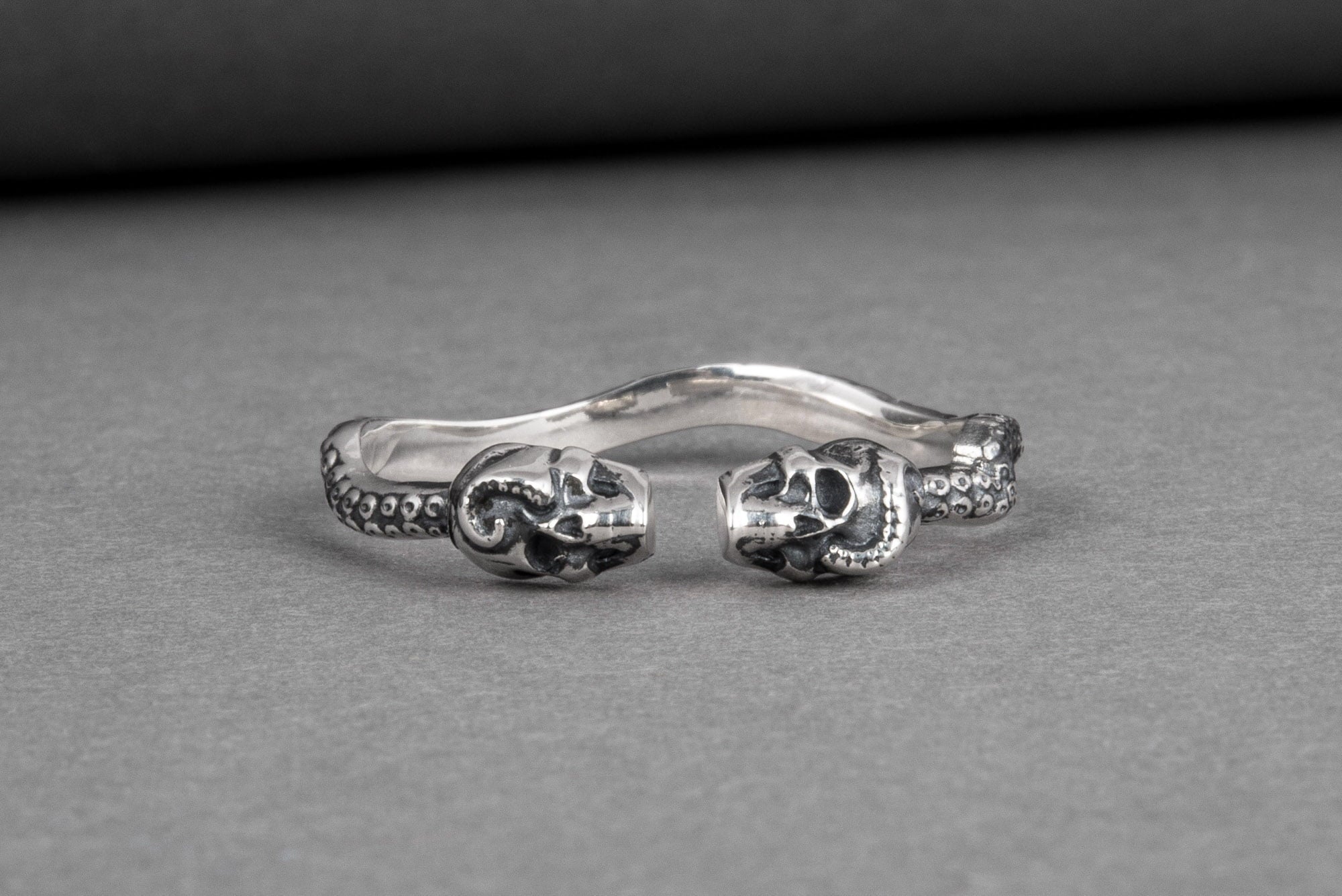 Skulls Ring Sterling Silver Unique Viking Workshop Jewelry - vikingworkshop