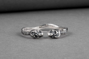 Skulls Ring Sterling Silver Unique Viking Workshop Jewelry - vikingworkshop