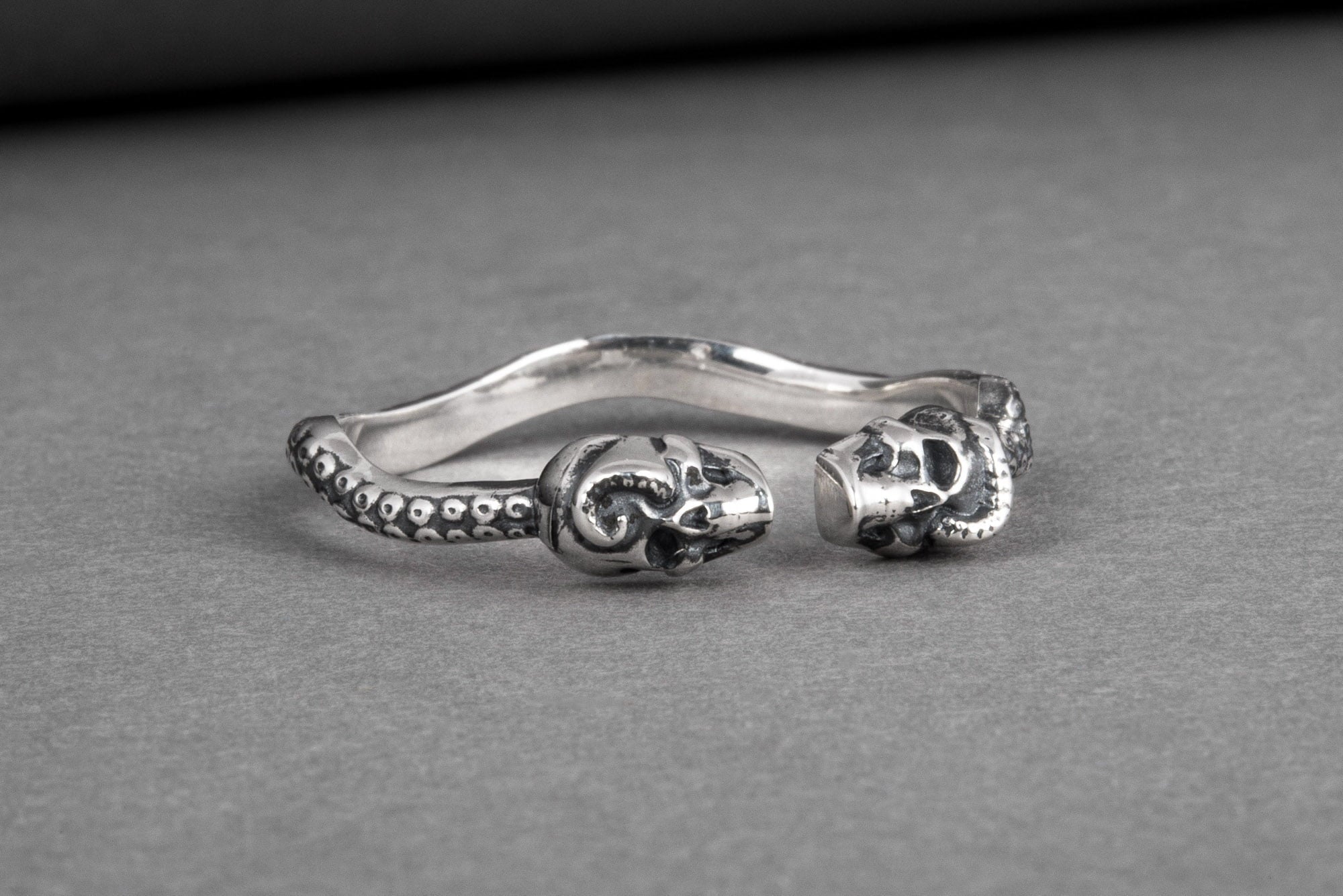 Skulls Ring Sterling Silver Unique Viking Workshop Jewelry - vikingworkshop