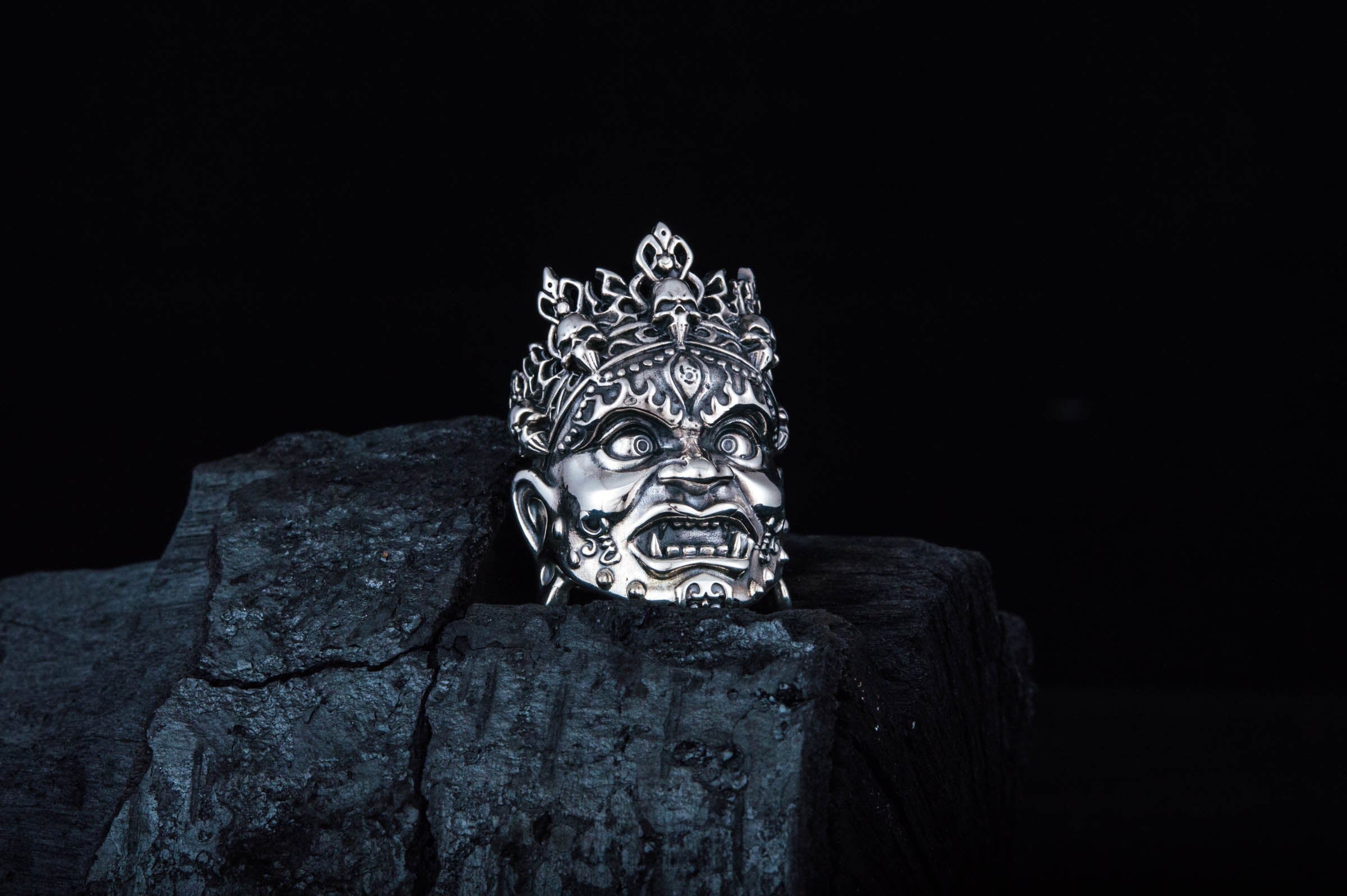 Rakshasa Ring Sterling Silver Hindu Mythology Jewelry - vikingworkshop