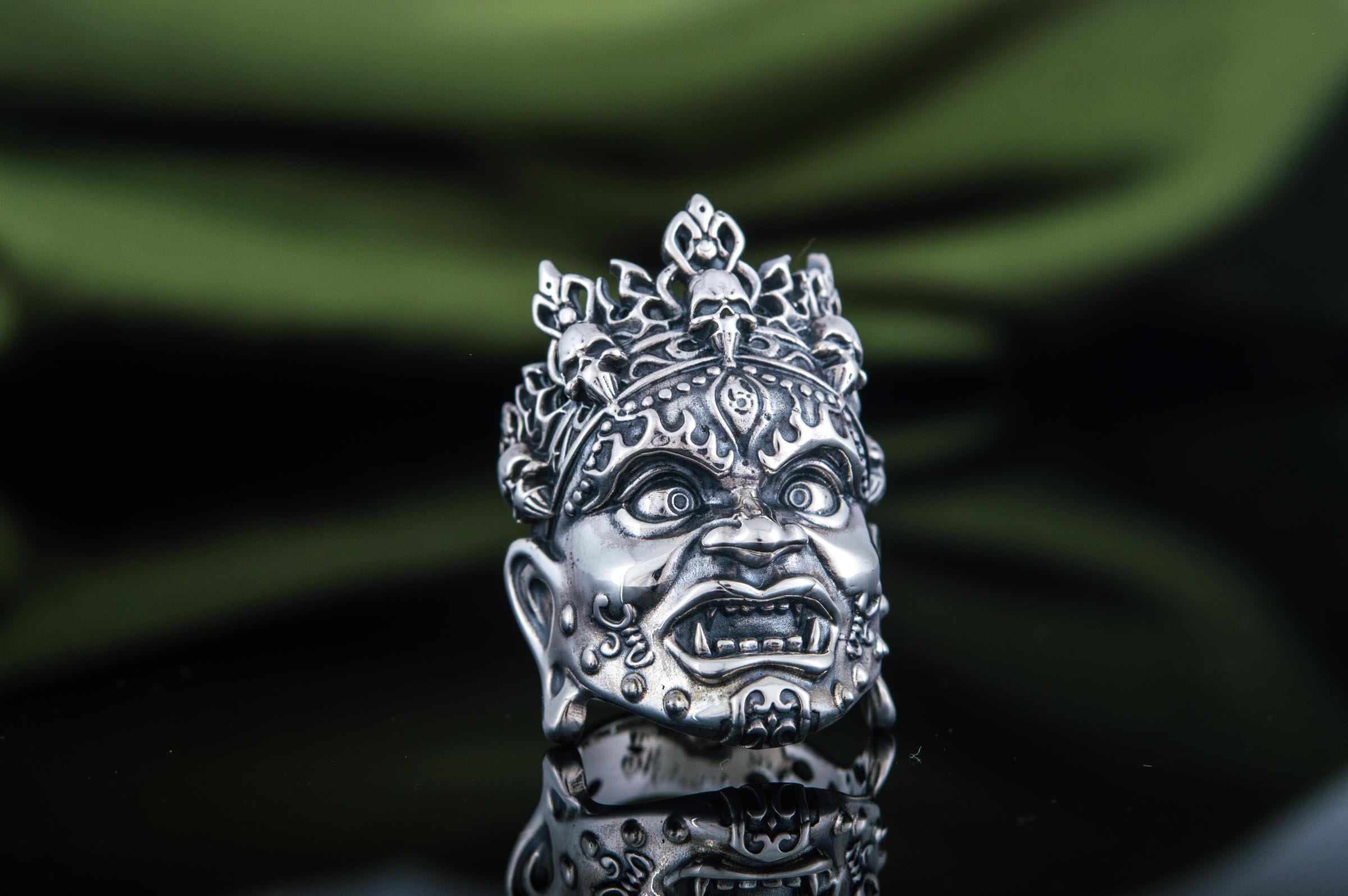 Rakshasa Ring Sterling Silver Hindu Mythology Jewelry - vikingworkshop