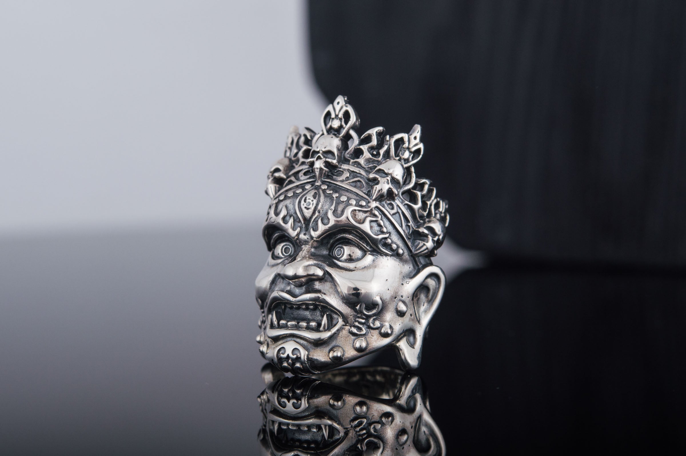 Rakshasa Ring Sterling Silver Hindu Mythology Jewelry - vikingworkshop