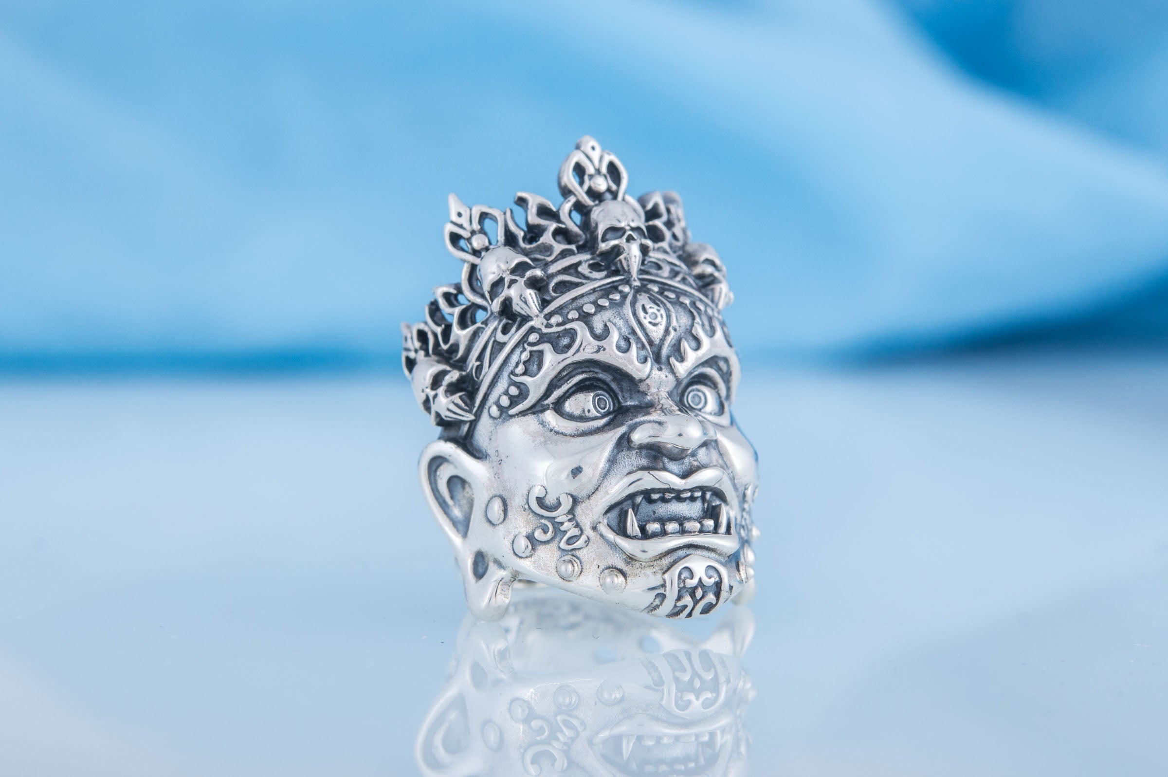 Rakshasa Ring Sterling Silver Hindu Mythology Jewelry - vikingworkshop