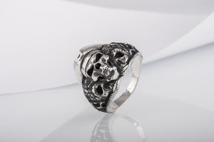 Pirate Skull Ring Sterling Silver Unique Handmade Jewelry - vikingworkshop