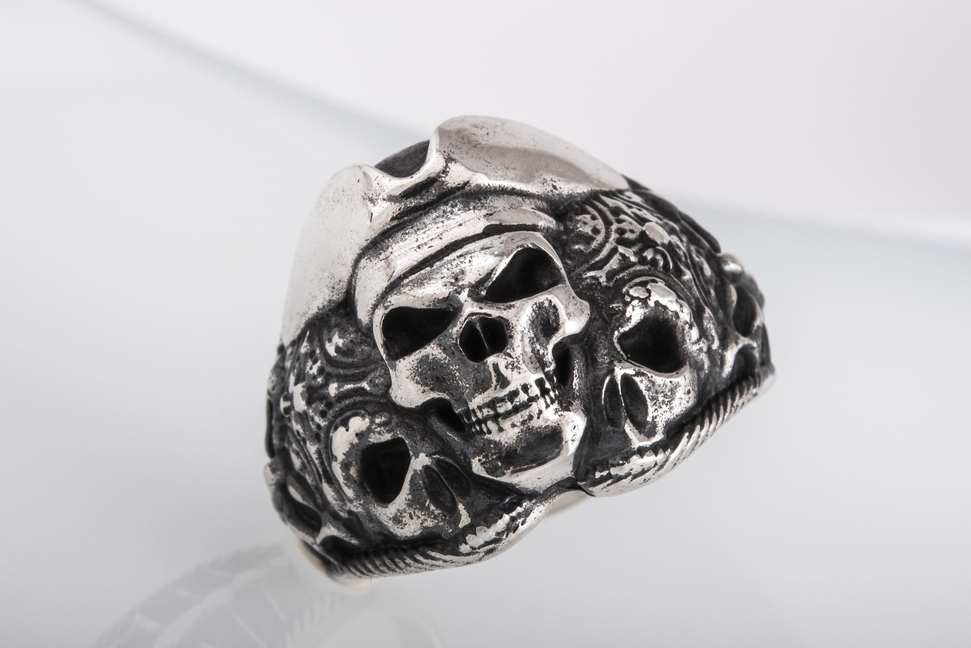 Pirate Skull Ring Sterling Silver Unique Handmade Jewelry - vikingworkshop