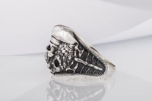 Pirate Skull Ring Sterling Silver Unique Handmade Jewelry - vikingworkshop