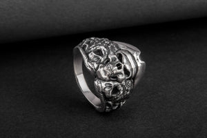 Pirate Skull Ring Sterling Silver Unique Handmade Jewelry - vikingworkshop