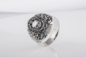 Skull Ring Sterling Silver Unique Handmade Biker Jewelry - vikingworkshop