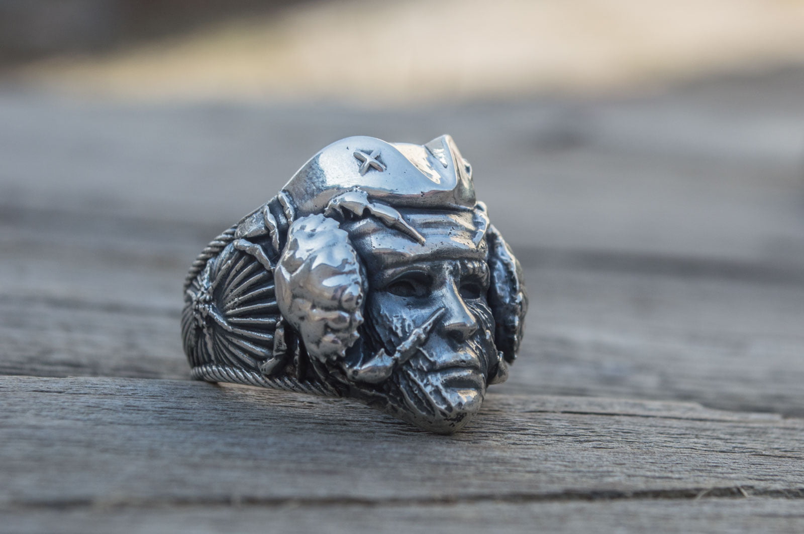 Pirate Handmade Ring Sterling Silver Unique Jewelry - vikingworkshop