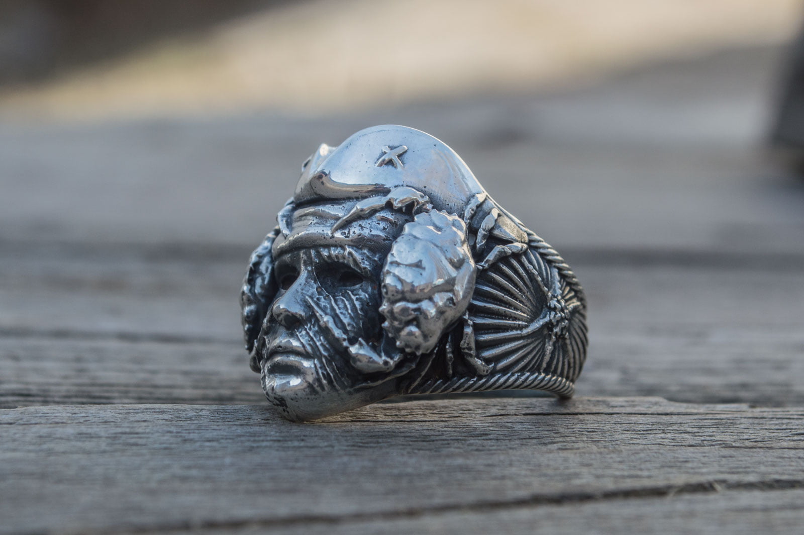 Pirate Handmade Ring Sterling Silver Unique Jewelry - vikingworkshop