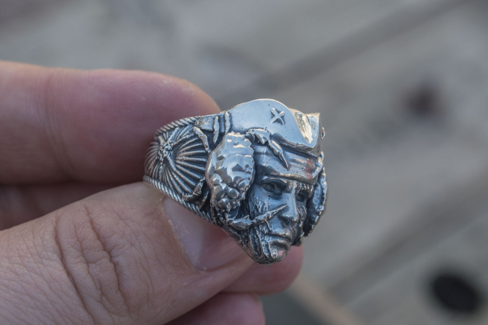 Pirate Handmade Ring Sterling Silver Unique Jewelry - vikingworkshop