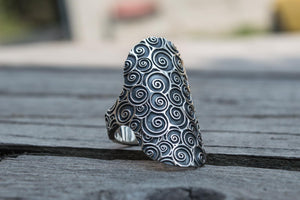 Ring with Ornament Sterling Silver Boho Style Handmade Jewelry - vikingworkshop