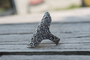 Ring with Ornament Sterling Silver Boho Style Handmade Jewelry - vikingworkshop