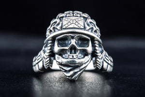 Skull Ring Sterling Silver Biker Jewelry - vikingworkshop