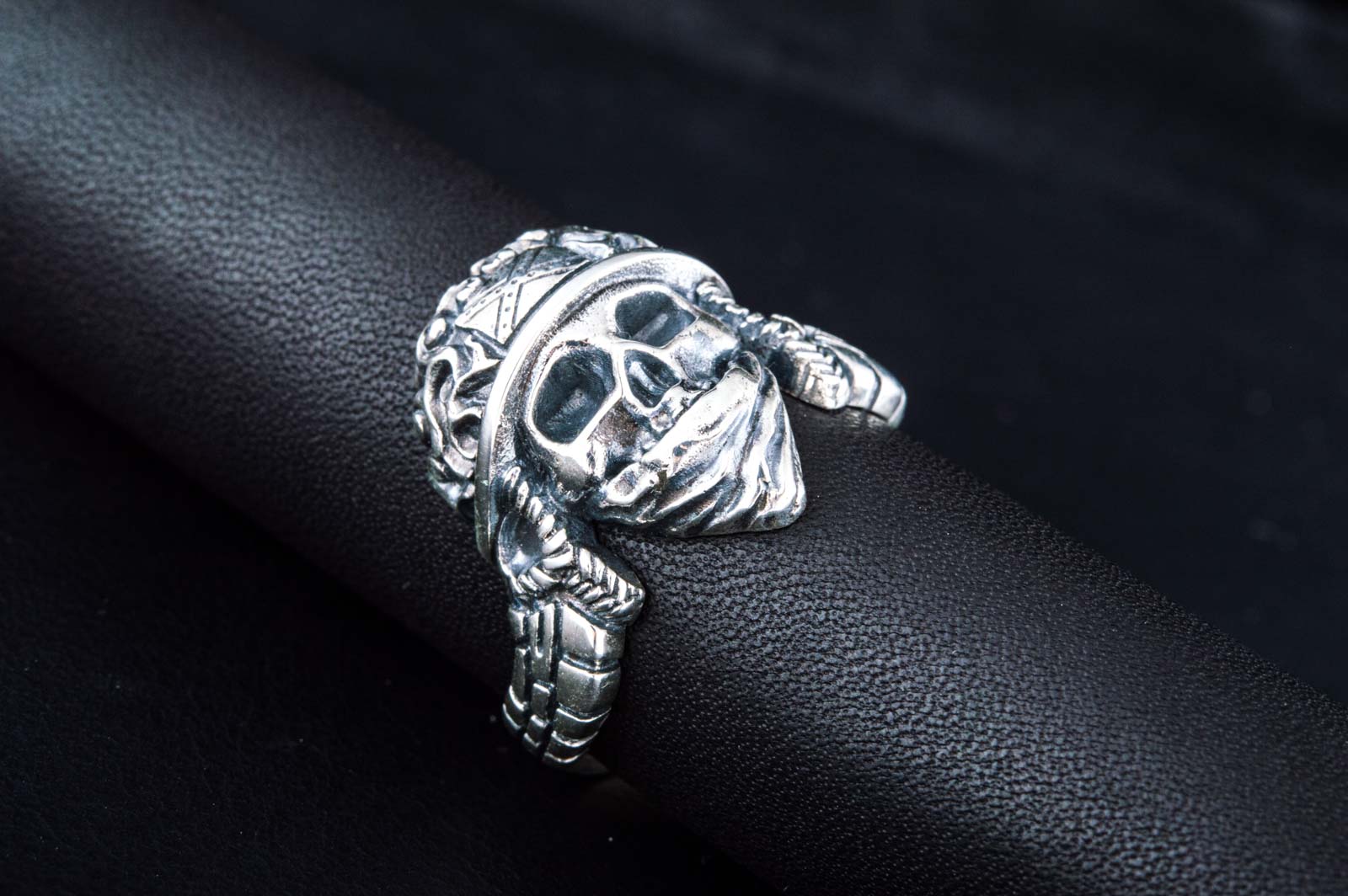 Skull Ring Sterling Silver Biker Jewelry - vikingworkshop