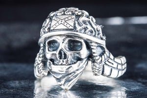 Skull Ring Sterling Silver Biker Jewelry - vikingworkshop