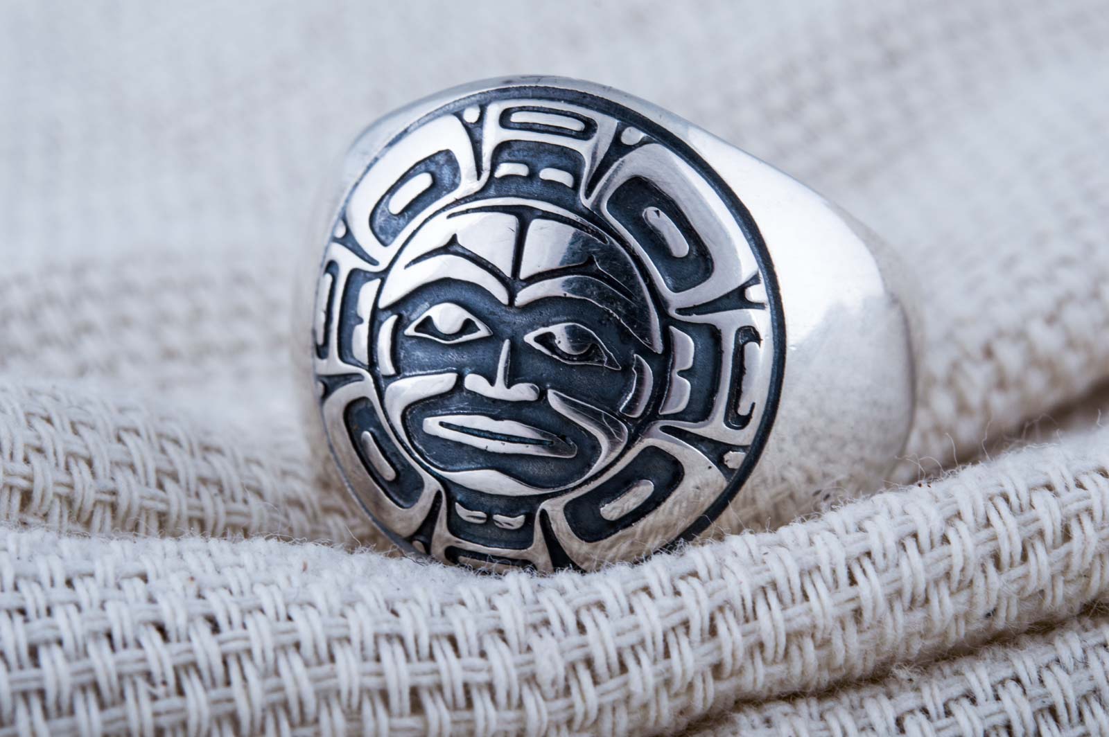 Aztec Ornament Ring Sterling Silver Jewelry - vikingworkshop