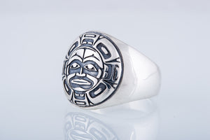 Aztec Ornament Ring Sterling Silver Jewelry - vikingworkshop