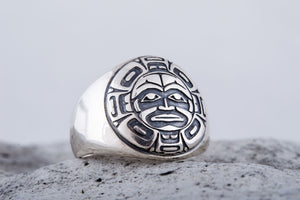 Aztec Ornament Ring Sterling Silver Jewelry - vikingworkshop