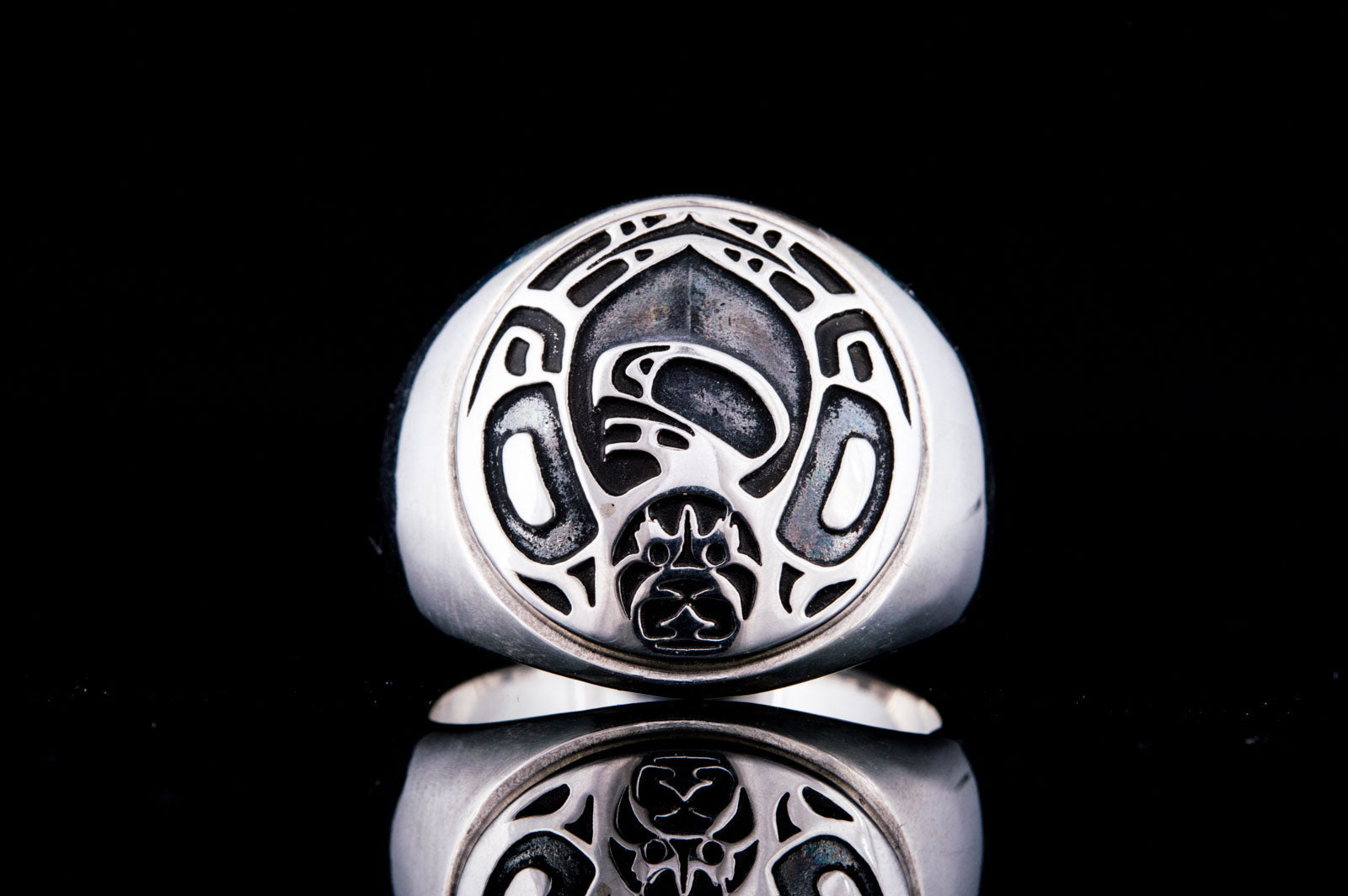 Aztec Ornament Ring Sterling Silver Jewelry V02 - vikingworkshop