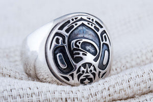 Aztec Ornament Ring Sterling Silver Jewelry V02 - vikingworkshop