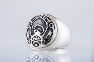 Aztec Ornament Ring Sterling Silver Jewelry V02 - vikingworkshop