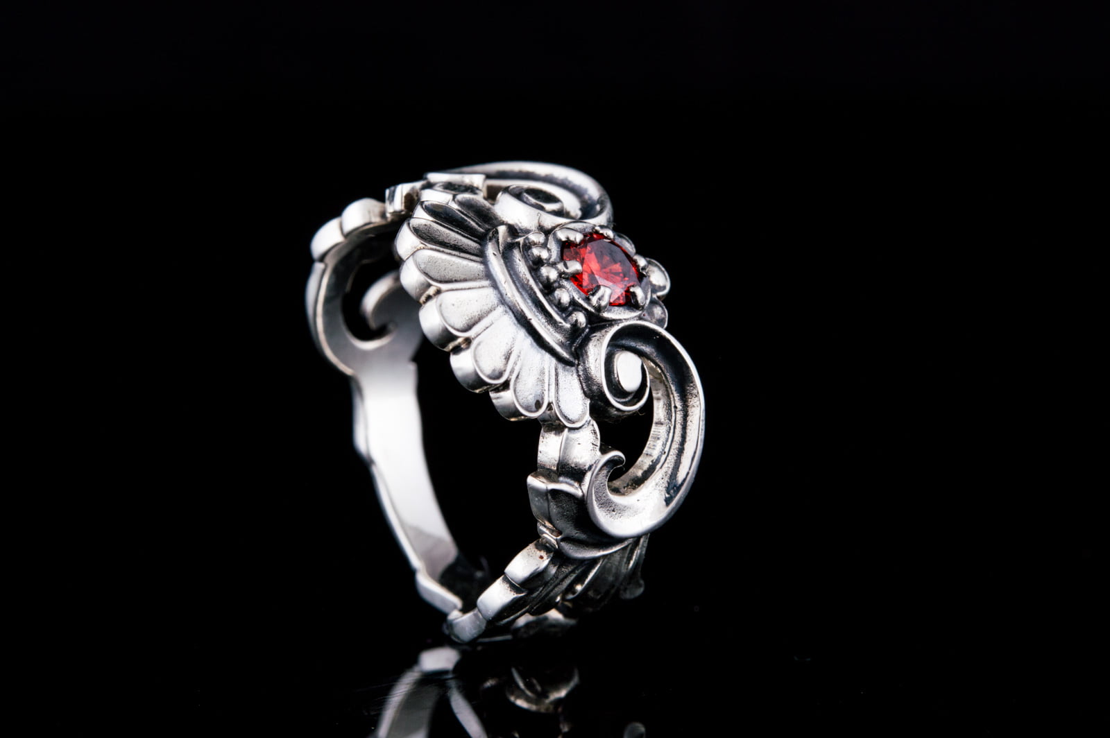 Ring with Cubic Zirconia Sterling Silver Jewelry - vikingworkshop