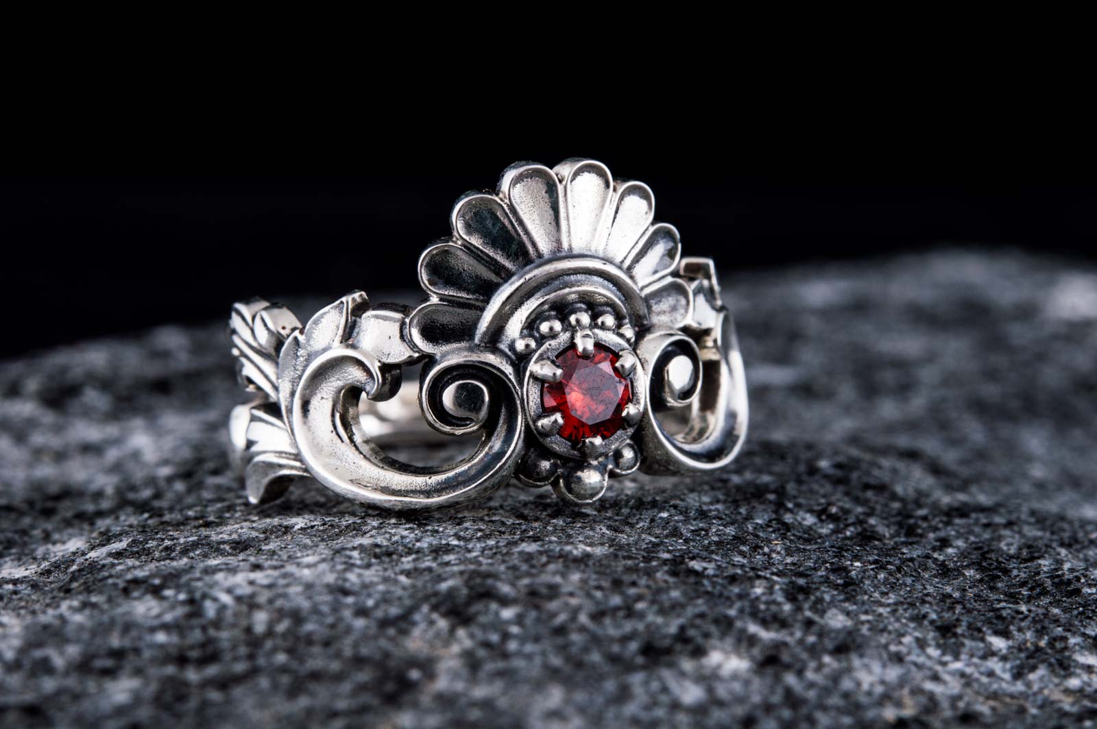 Ring with Cubic Zirconia Sterling Silver Jewelry - vikingworkshop