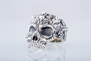 Skull Ring Sterling SIlver Biker Handcrafted Jewelry - vikingworkshop