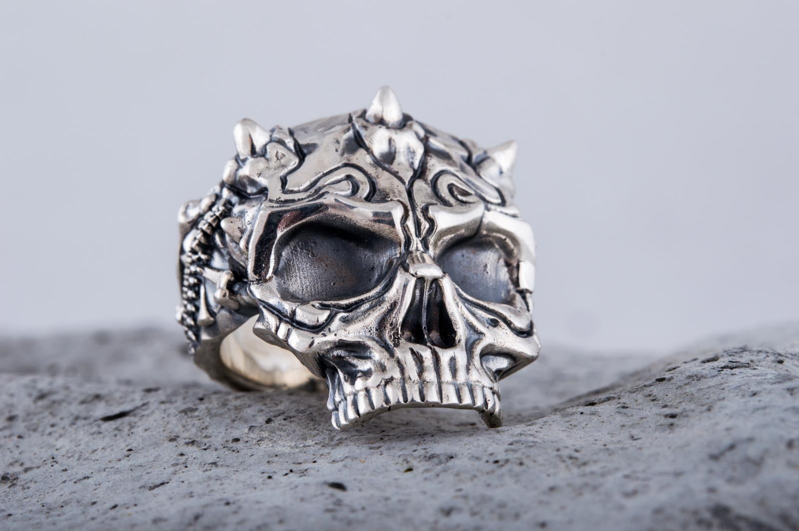 Skull Ring Sterling SIlver Biker Handcrafted Jewelry