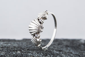 Ring with Shell and Cubic Zirconia Sterling Silver Jewelry - vikingworkshop