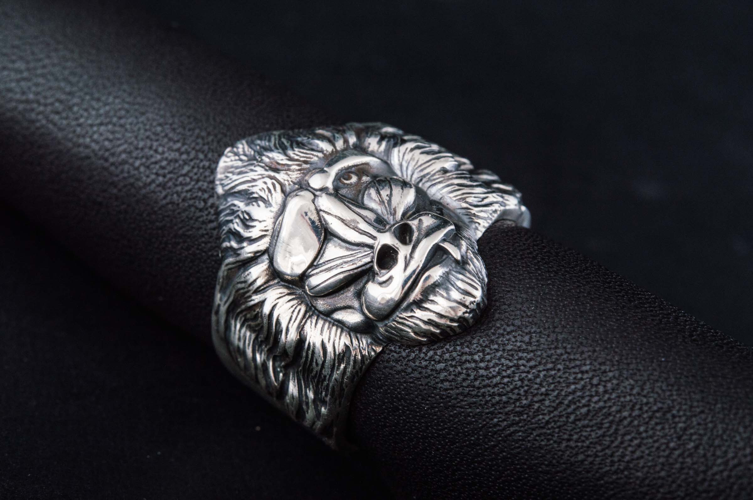 Ring with Baboon Sterling Silver Handmade Jewelry