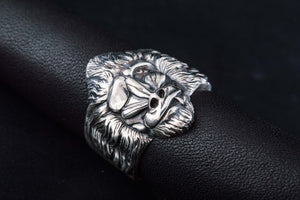 Ring with Baboon Sterling Silver Handmade Jewelry - vikingworkshop