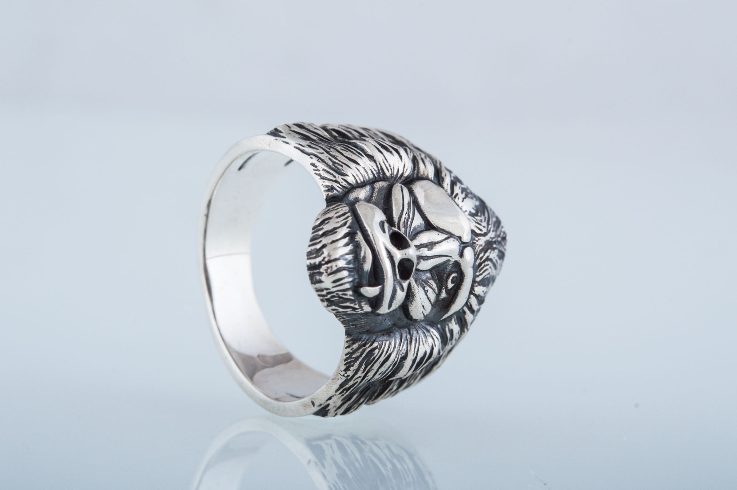 Ring with Baboon Sterling Silver Handmade Jewelry - vikingworkshop