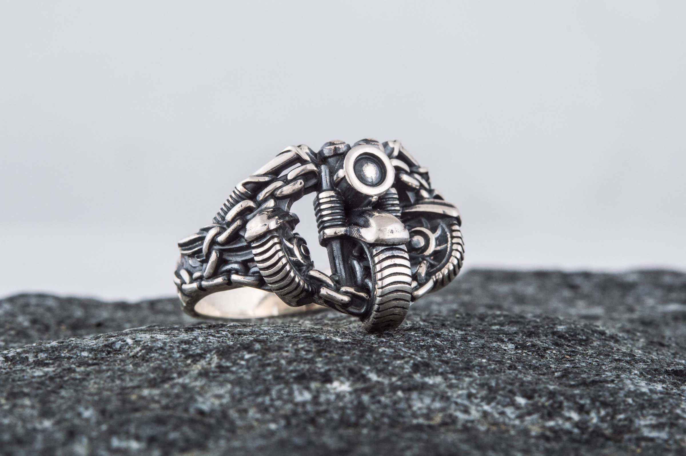 Motobike Ring Sterling Silver Biker Jewelry