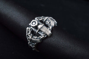 Motobike Ring Sterling Silver Biker Jewelry - vikingworkshop