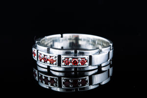 Handmade Ring with red Cubic Zirconia Sterling Silver Jewelryv - vikingworkshop