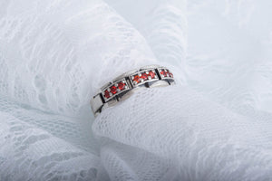 Handmade Ring with red Cubic Zirconia Sterling Silver Jewelryv - vikingworkshop