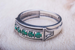 Handmade Ring with Green Cubiz Zirconia Sterling Silver Jewelry - vikingworkshop