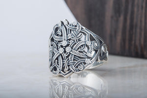 Ring with Ornament Sterling Silver Handmade Jewelry - vikingworkshop